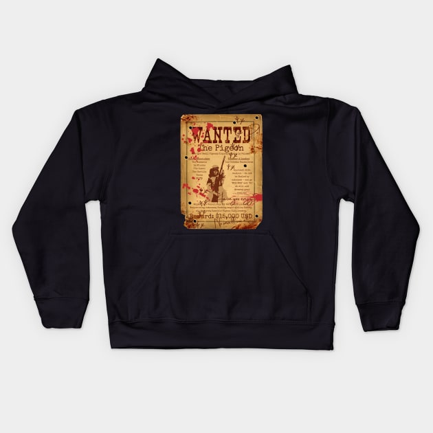 The Pigeon Wanted Poster Kids Hoodie by Daz Art & Designs